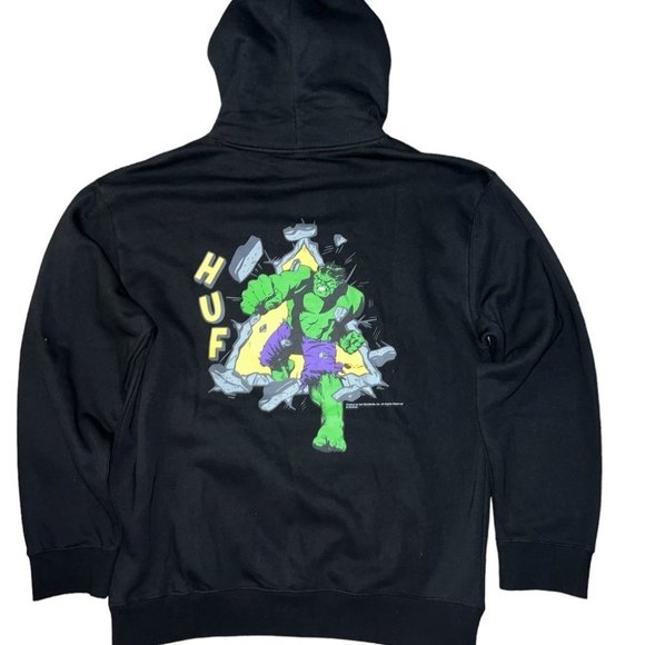The Incredible Hulk Hoodie sweatshirt,black pull over with pockets by Huf marvel - Picture 11 of 12